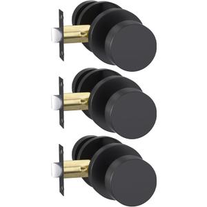 goldenwarm Black Closet Door Knobs, Heavy Duty Zinc-Alloy Passage Matte Black Interior Door Knobs, Indoor Doorknobs for Hallway, Closet (3 Pack)