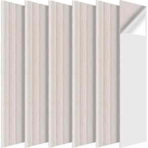 6 Pack Acoustic Panels 3D Wave Sound Proof Foam for Walls, 47.2"x11.8" Self-Adhesive Sound Absorbing Panels for Noise Reduction in Home Office & Studio, Decorative Wall Tiles (Camel)