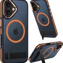 Magnetic for iPhone 17 Case with Stand, Compatible with MagSafe, Slim Translucent Matte Military-Grade Drop Protection Phone Case, Cosmic Orange