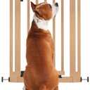 Wooden Elegance Dog Gate, Natural, 63cm - 71cm, Pressure Fit Safety Gate, Safety Gate for Puppy, Dog and Pet, Stylish Design and Easy Installation