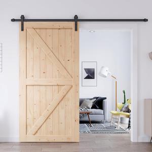 EaseLife 38in x 84in Sliding Barn Door with 6.6FT Barn Door Hardware Kit & Handle Included,DIY Assemblely,Easy Install,Apply to Interior Rooms & Storage Closet,K-Frame,Natural