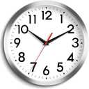 Wall Clock Modern Battery Operated 10 Inch Simpel Silent Non Ticking Decorative for Kitchen Office Outdoor Bedroom Living Room School Classroom(Silver)
