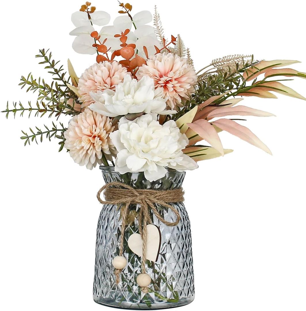 Leftover Fake Flowers in Vase,Artificial Flowers in Vase,Table Centerpieces for Dining Room,Flower Centerpieces for Tables,Faux Flowers,Kitchen Table Decor,Coffee Table Decor