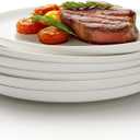 AISBUGUR White Dinner Plates with Lip Edge Set of 6, Salad Plate, 8-inch Ceramic Dessert Plates for Kitchen, Microwave & Dishwasher Safe, Scratch Resistant, Great Gift
