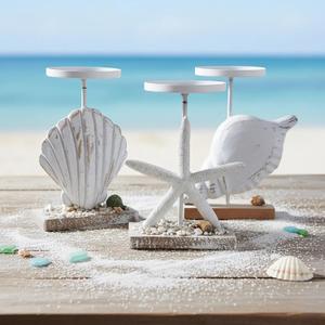 Nautical Tealight Candle Holder, Seashell Stand, Sea-Themed Tabletop Display for Wedding, Beach Wedding Decorations, Coastal Cottage Decor, Set of 3