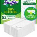 Swiffer Sweep + Mop, Dry Pads Refill, Floor Cleaner for Dirt, Dust, Hair, Cleaning Cloths for Mopping Home, Bathroom, Kitchen, Dust Mop, Floor Duster, Unscented, 52ct