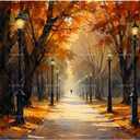 Fall Scenery Paint by Numbers Kit for Adults - DIY Autumn Walkway with Streetlamps and Trees Painting on Canvas, Acrylic Paint Set for Beginners, Art for Home Decoration or Gifts(16X20IN Framed)