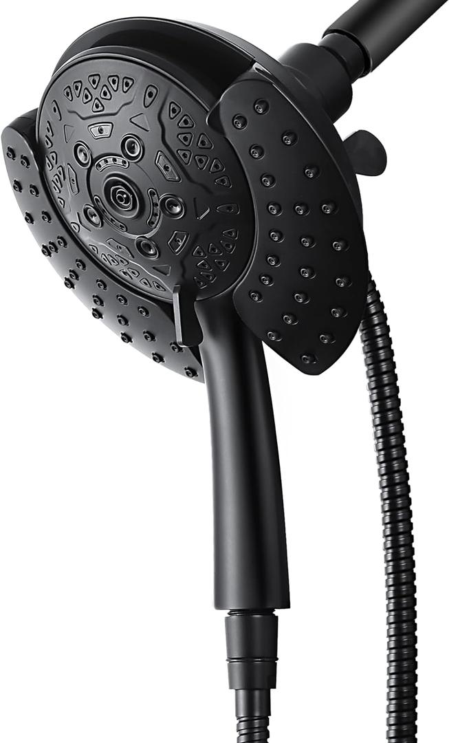 Shower Head with Handheld High Pressure: 2-IN-1 Shower Head with 7.2" Rainfall Shower & Handheld Shower Head with Hose Black, Shower Trim Systems (15391-1.8 GPM California)