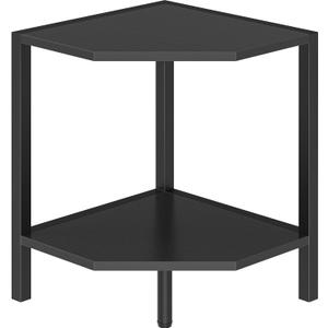 Corner Shelf Stand, 2 Tier Industrial Corner Bookshelf, Multipurpose Standing Corner Display Shelf Countertop Organizer for Living Room Kitchen Bedroom Office, Black