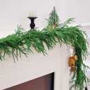 2PCS 9FT Christmas Garland Norfolk Pine Garland Real Touch Artificial Greenery Garland for Mantle Fireplace Table Indoor Outdoor Decor (Normal)