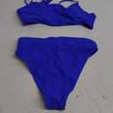 MOSHENGQI Women High Waisted Bikini Shoulder Strap 2 Piece High Cut String Swimsuits, S