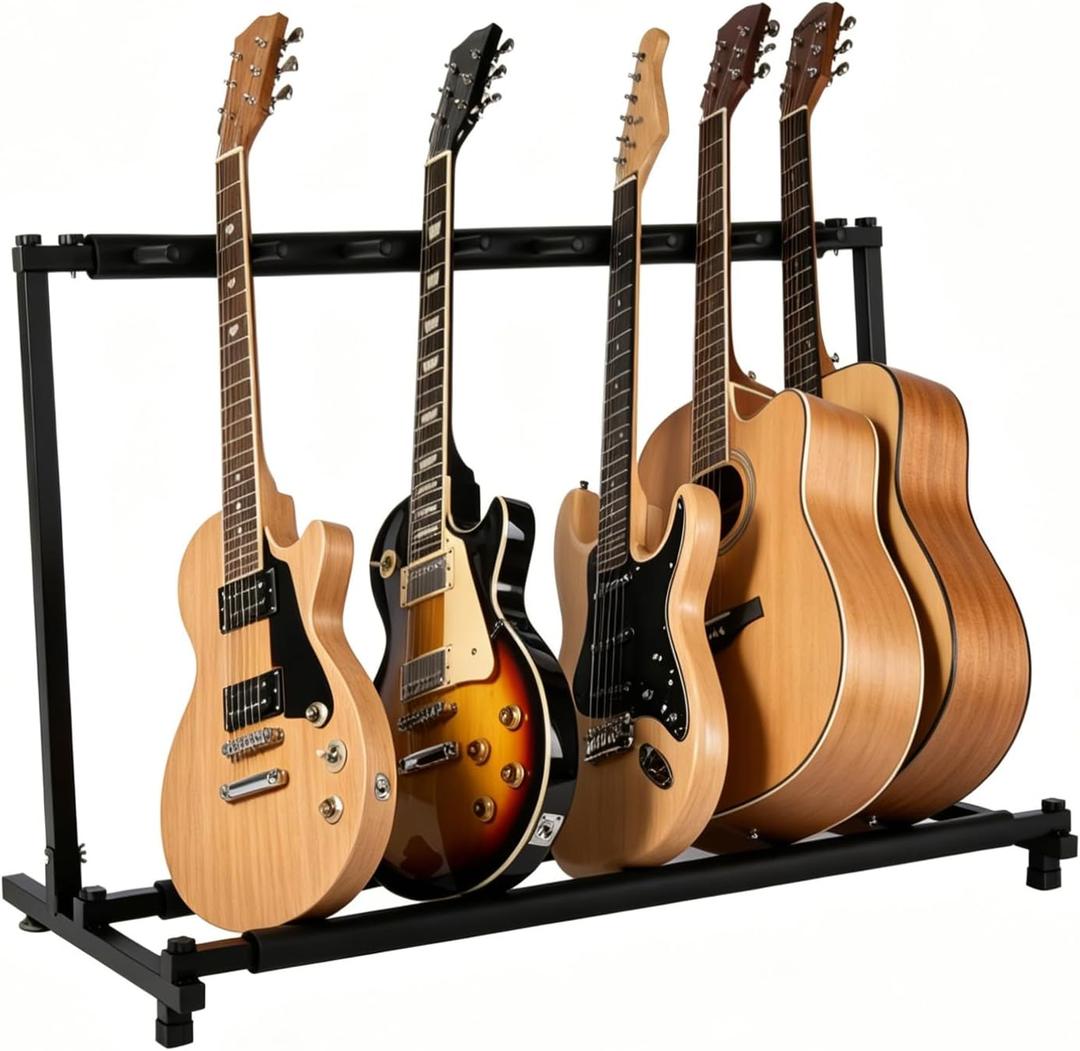 5 Multi Guitar Stand Rack with Folding Design,Black Guitar Holder