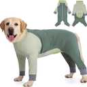 Dog Onesie Coat - Water-Repellent & Stretchable, Dirt-Resistant Outdoor Puppy Suit with Reflective Strips | Controls Shedding | for Small, Medium, Large Dogs (Olive Green, 5XL(Weight 65-88 lbs))