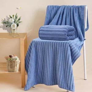 28X56 in Soft Coral Velvet Large Bath Towels, Durable Microfiber Coral Velvet Highly Absorbent Towels - Multipurpose Use as Bath Fitness, Bathroom, Shower, Sports, Yoga Towel, Blue