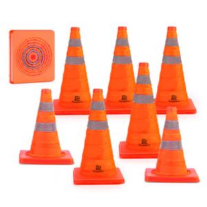 RoadHero 18 Inch 8 Pack Collapsible Traffic Cones, Multi Purpose Pop-up Orange Cones with Reflective Collar for Road Safety, Parking Cones for Sports, Driving Training, Size: 18 Inch