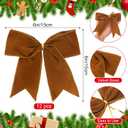 12 Pcs Christmas Velvet Bows 6 Inch Rustic Wreath Gift Bows Vintage Xmas Ribbon Bows Holiday Ornaments for Christmas Tree Wreath DIY Xmas Crafts Home Decorations (Khaki)