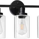 Unicozin Modern Bathroom Light Fixtures, 5 Light Vanity Lights, Black Wall Lamp with Clear Glass for Bathroom, Mirror, Living Room, Bedroom, Hallway, E26 Base