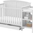 Storkcraft Steveston 5-in-1 Convertible Crib & Changer (White)  GREENGUARD Gold Certified, Fits Standard Crib Mattress, Converts to Toddler Bed and Full Bed, 4 Adjustable Mattress Heights