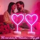 Pink Heart Neon Sign, 2 Pack Mother's Day LED Neon Light Battery Operated or USB Powered Valentines Lights, Table Decorations Lights for Galentines Day Decorations, wedding, Gifts for Women, lover