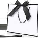 MOXARYSU Gift Bags With Handles: 11.8x4x10 Inch 24pcs Medium Large With Bow Ribbon For Wedding, Thanks Bridesmaid, Birthday Party (White-Black