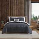 Eddie Bauer - Queen Comforter Set, Microsuede Bedding with Soft Plush Faux Shearling Reverse, 3 Piece Bed Set with Matching Pillowcases (Cabin Plaid Grey)