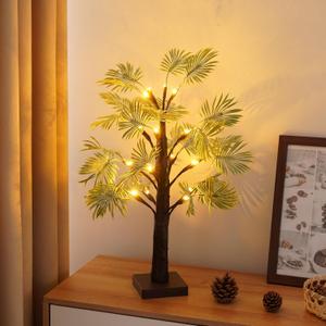 Small Christmas Tree with Lights - Lighted Tabletop Palm Tree Lamp, USB/Battery Operated with Timer, Indoor Holiday Centerpiece for Christmas Decor