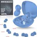 Adjustable Ear Plugs for Sleeping Noise Cancelling - 3 Modes Noise Reduction EarPlugs (17-35dB) for Snoring, Travel & Concerts | 7 Pairs Silicone Tips (XS/S/M/L) | Magnetic Carry Case | Blue