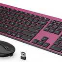 Wireless Keyboard and Mouse, Vssoplor 2.4GHz Rechargeable Compact Quiet Full-Size Keyboard and Mouse Combo with Nano USB Receiver for Windows, Laptop, PC, Notebook-Black and Wine Red