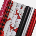 LaRibbons Christmas Wrapping Paper Rolls, 30Inch × 10Feet, 8 Rolls: 200 sq.ft.ttl, Classic Reindeer/Snowflake/Plaid/Truck and Matte Solid Color Gift Wrap Bundle for Christmas, Holiday, Season Party