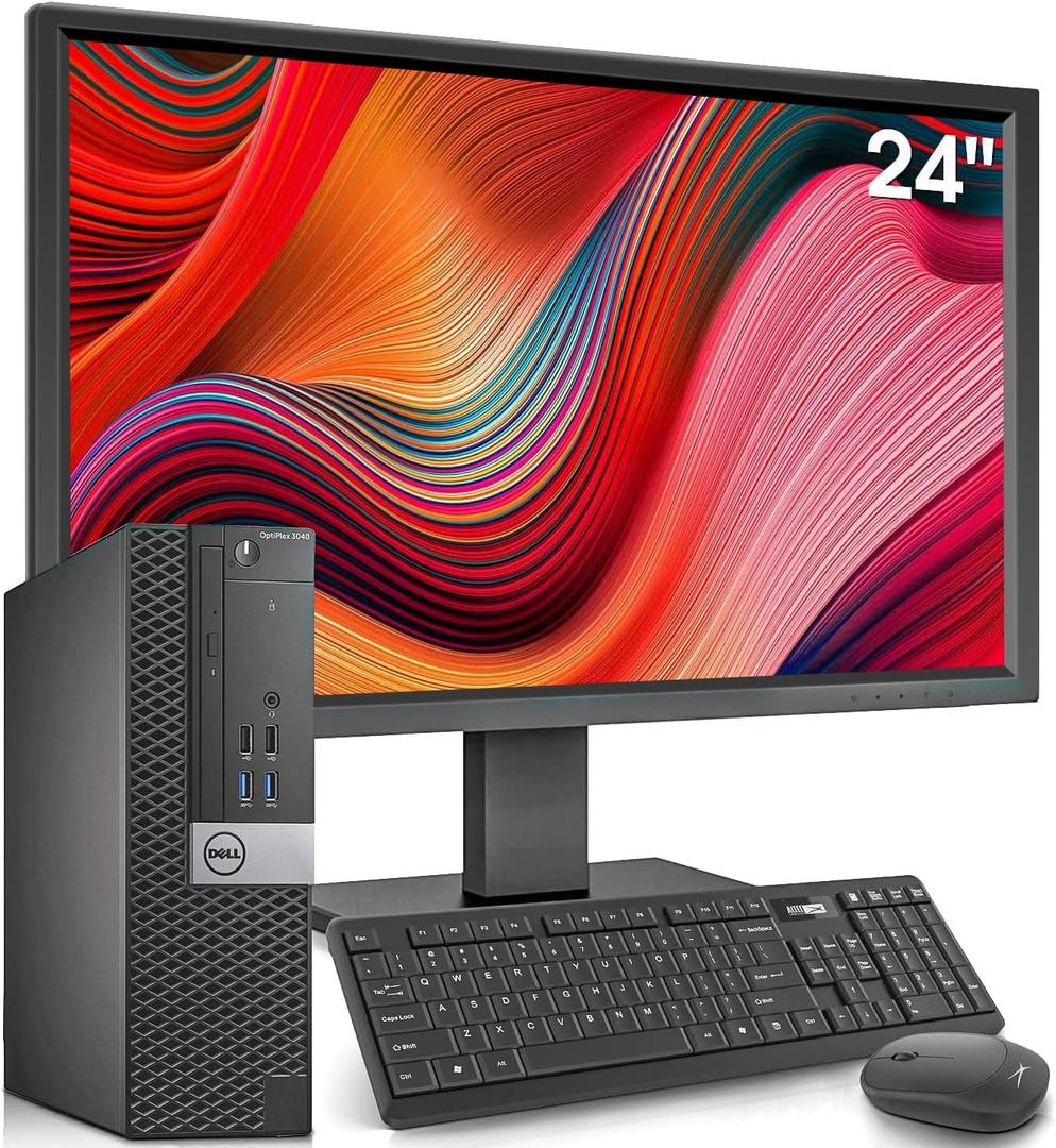 Dell OptiPlex Desktop Computer with 24 inch Monitor PC and Monitor Bundle, i7-6700 3.4GHz,16GB Ram New 512GB SSD,Intel AC7260 Built-in WiFi Bluetooth,HDMI,Refurbished Desktop,Windows 10 Pro