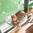 CATISM Cat Window Perch - Cat Hammock - Window - Seat - Home - Cats Window Hammocks Bed for Indoor Cats, Solid Metal Frame, 4 Suction Cups, Reversible Cover, Foldable, Cordless (Gray)