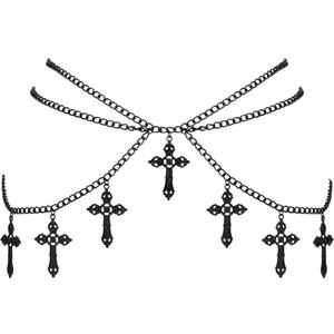 Sacina Gothic Cross Waist Chain & Belt - Emo, Punk, Grunge Accessories (Black)