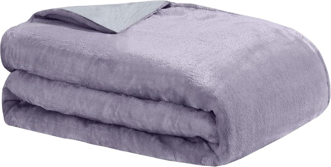 DREAMLAB Amethyst and Quartz Crystal Cooling Reversible Weighted Blanket with Removable Cover, 15 Pounds, Lavender (48x72)