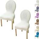 Curved Back Dining Chair Cover Stretch Round Back Chair Cover for Dining Room Kitchen Elastic Dining Table Chair Covers Solid Color Dining Chairs Slipcovers Chair Protectors Covers, 3 Pcs