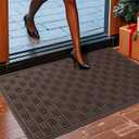 Mibao Front Door Mat Indoor Outdoor Entrance, Dirt Trapping Waterproof All-Season, All-Weather Doormat, Non-Slip Durable Natural Rubber Low Profile Easy Clean Patio Entrance Mat, 36" x 24", Coffee