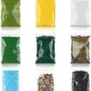 Nuanchu 9 Pack Scenery Basing Material Kit for Miniatures Model Stone, Grass Cashmere Powder, Dry Grass Mixed Model Grass Powder Green Micro Landscape Building Miniatures Fake Grass Garden