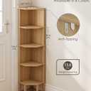 Corner Shelf, 5 Tier Corner Bookshelf, Display Corner Shelf Stand with Storage Rack, Wall Corner Bookshelf for Living Room, Bedroom, Office, Oak