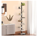 Nidouillet 9-Tier Metal Spine Bookshelf, Adjustable Vertical Tower for Books, Tall & Narrow Ladder Bookcase, Space-Saving Multipurpose Corner Storage Shelf, Display Stand, Tool-Free Assembly, Black