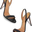 LEHOOR Women Slingback Stiletto Heels Dress Sandals Backless Strappy Heeled Sandal Open Round Toe Formal Sandals 4 Inch High Heel Elastic Ankle Strap Classy Evening Sandals for Wedding Party, Size 5.5M