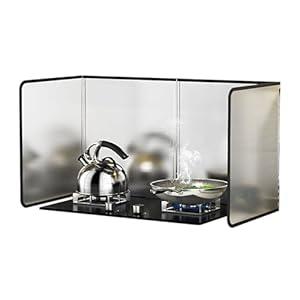 KorsiKato 4 Sided Grease Splatter Guard Foldable Splatter Guard for Stove Stainless Steel Oil Splatter Screens Backsplash for Wall Gas Range Frying Pan Camping (11.8×31.5×15.7inches)