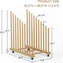 Art Storage Rack with Caster Wheels, 9 Section Wooden Art Canvas Storage for Frames and Drawing Board, Printed Matters, Paper Pads for Studio, Gallery, Art Exhibition