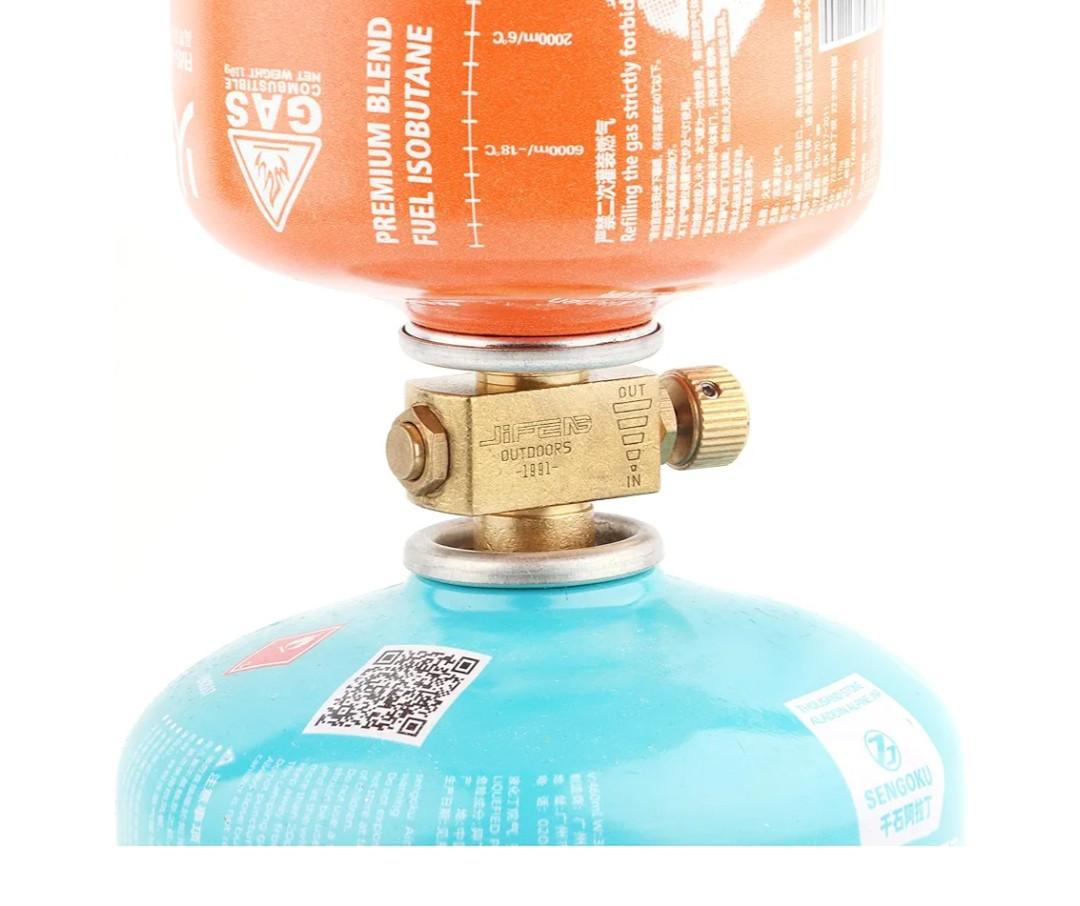 Outdoor Butane Gas Refill Adapter Gas Saver Refill Adapter Canister Shifter for Camping Backpacking Stove Canister Isobutane/Butane Lindal Valve