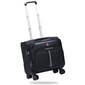 ROPLUS Underseat Carry-On Luggage Lightweight Rolling Tote Bag with 4 Spinner Wheels (Black, 16-Inch)