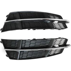 GXARTS Front Bumper Fog Light Grille Cover Black Left&Right Driver&Passenger Side 4G0807682AN Compatible with Audi A6 C7 S-Line 16-2018 4G0807681AN Honeycomb Matte Mesh with Chrome Trim Bezel