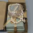 Linen Covered Decorative Books 4 Pieces, Neutral Home Decor Coffee Table Books with Wooden Beaded Tassel, Stacked Books for Rustic Farmhouse Modern, Boho, Bookshelf, Fireplace Mantel Dcor, Sage