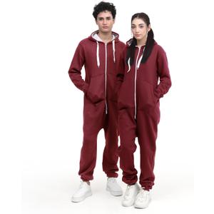 Adult Onesie Pajama for Men & Women | One Piece Hooded Jumpsuit, Ultra Soft Fleece | Loungewear, Sportwear (Red, XXL)