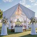 PartyVillage 40ftx20ft White Ceiling Curtain for Wedding Parties – 8 Panels Wrinkle-Free 20 FT Long Tent Draping Curtains for Wedding, Birthday & Theme Parties, 20ft Height with Rod Pocket