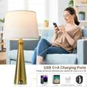 Seealle Modern Table Lamps Set of 2 - Touch Bedside Lamps for Nightstand with Dual USB C+A,3-Way Dimmable Gold Nightstand Lamps for Living Room Bedroom (Bulb Included)