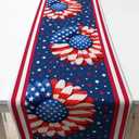 4th of July Decorations - USA Stars Floral Table Runner | Patriotic Decorations for Fourth of July - 250th Anniversary Decor Accessories Party Supplies Favors Indoor Outdoor Home