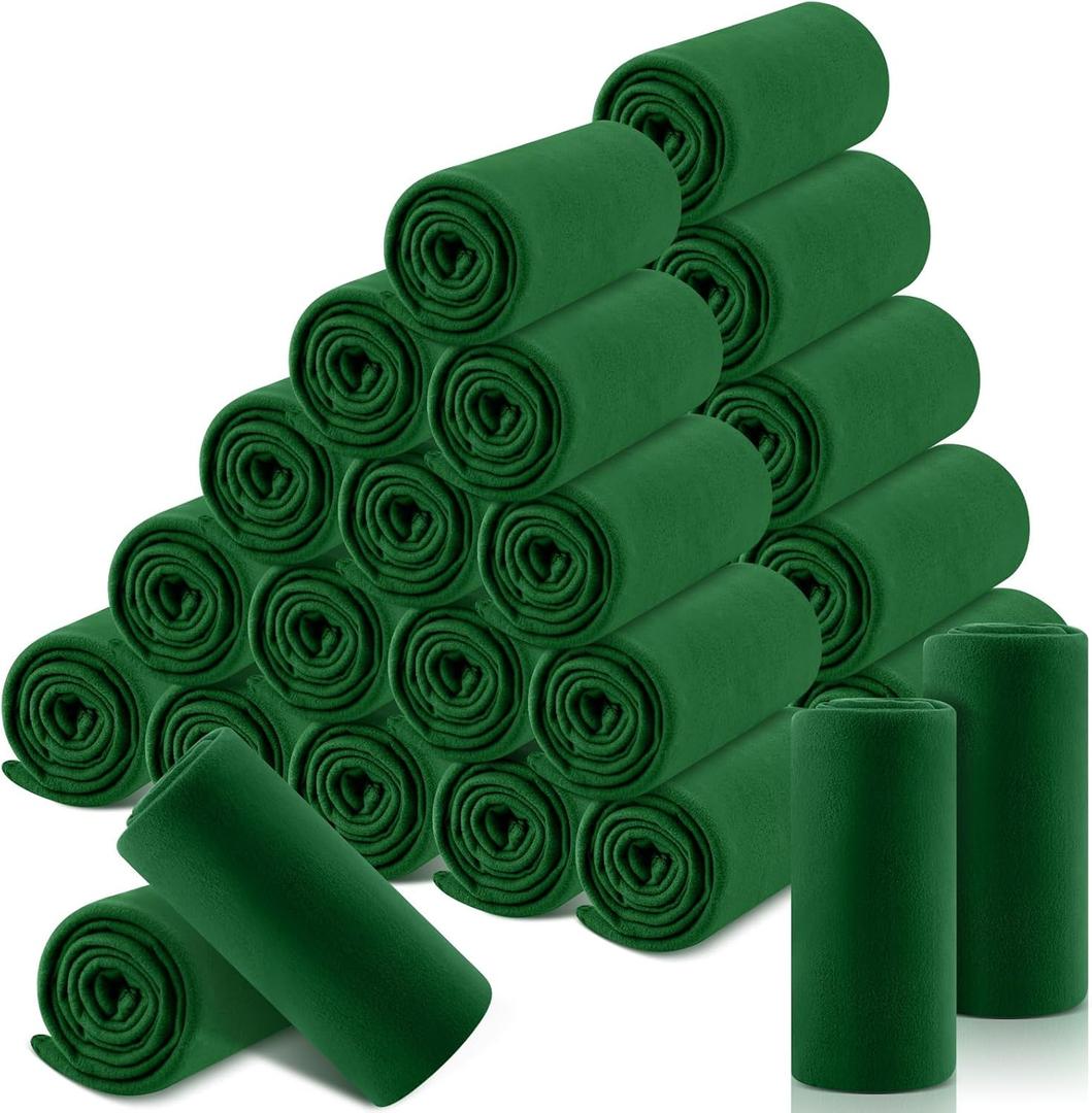 Newwiee 48 Pcs Fleece Throw Blankets Bulk 50 x 60 in Outdoor Wedding Guest Gifts Soft Lightweight Sleepover Party Lap Blankets Pet Sofa Couch Home Office Donation Homeless (Green)